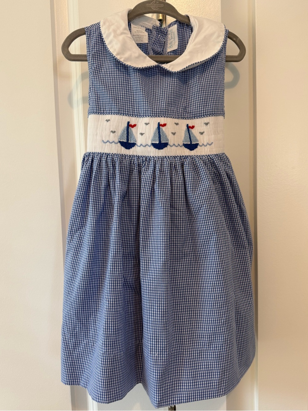 Betti Terrell Smocked Tie Sailboat Dress in Red White and Blue Patriotic USA 4T